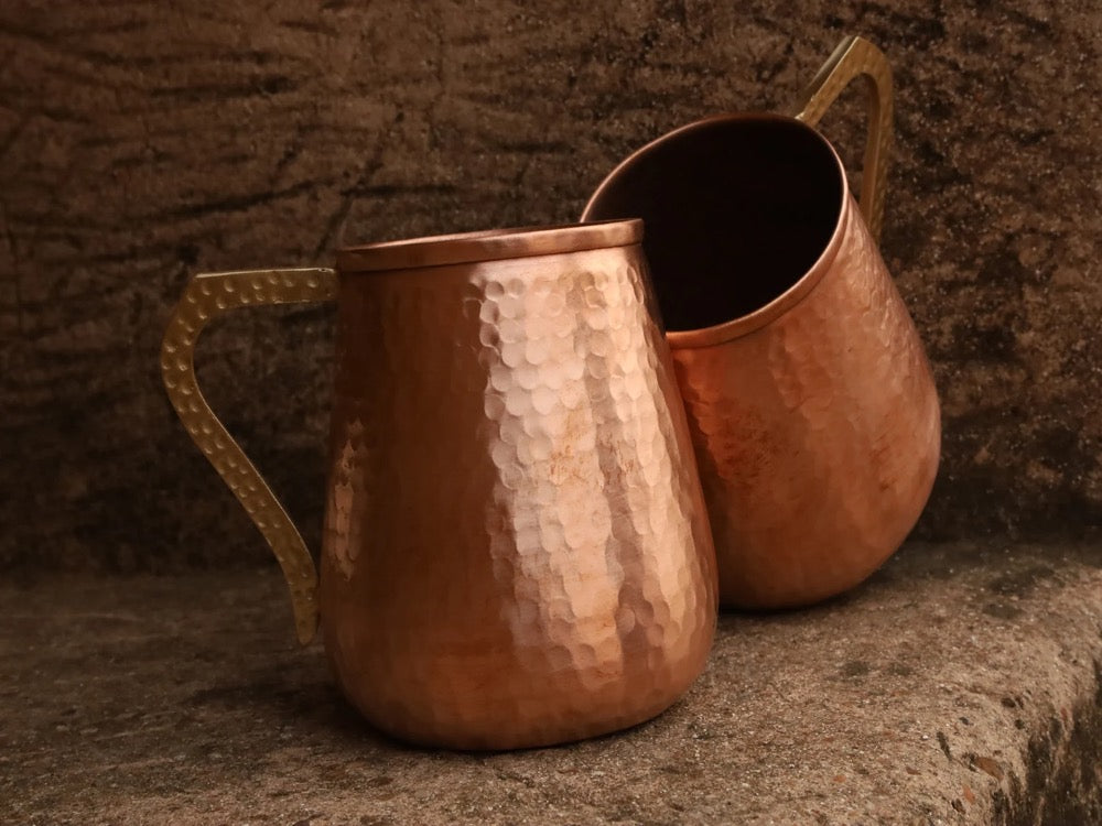 Handmade Hammered Pure Copper Moscow Mule Mug Set of 2 - 17 OZ Drinking Mug