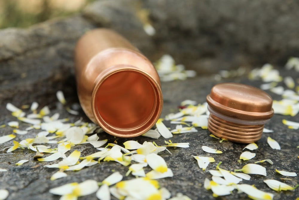 Yoga Water Copper Bottle Healthy Living Wellness Gift 30 OZ Ayurvedic Gym Travel Bottles