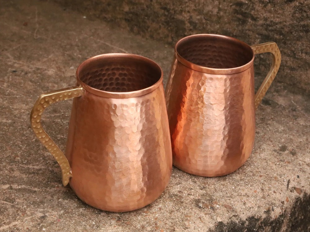 Handmade Hammered Pure Copper Moscow Mule Mug Set of 2 - 17 OZ Drinking Mug