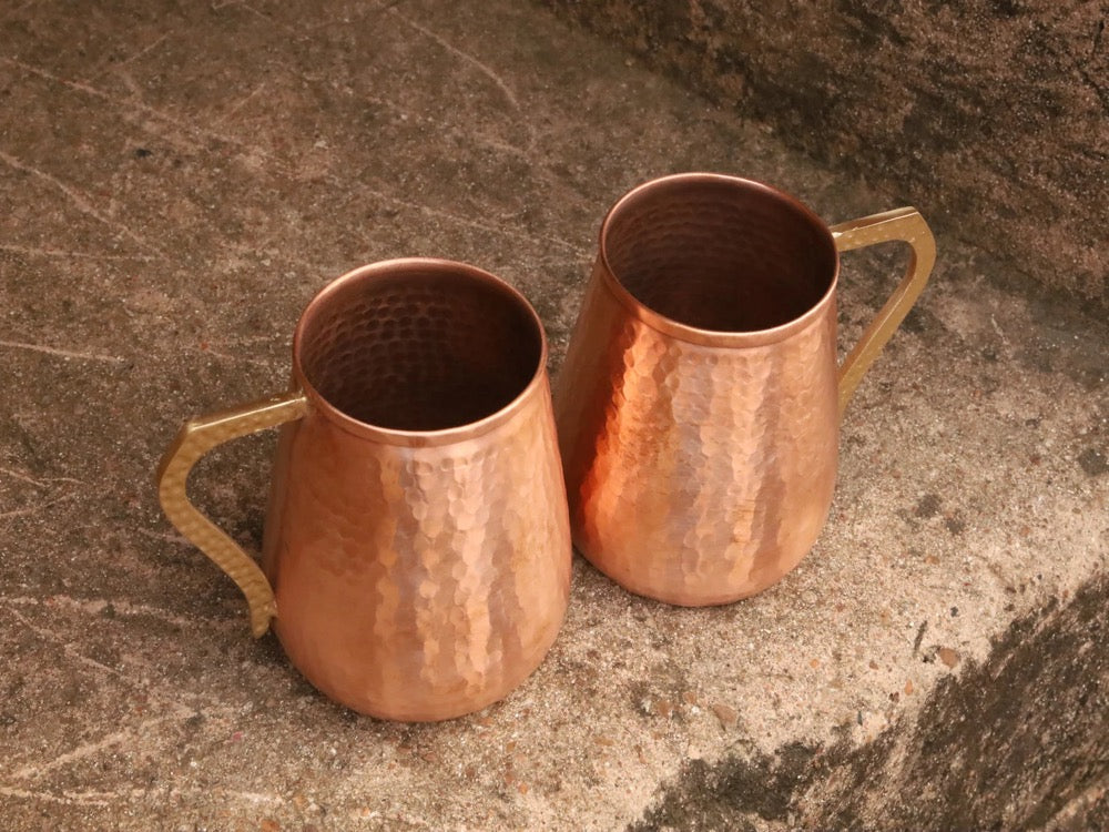 Handmade Hammered Pure Copper Moscow Mule Mug Set of 2 - 17 OZ Drinking Mug