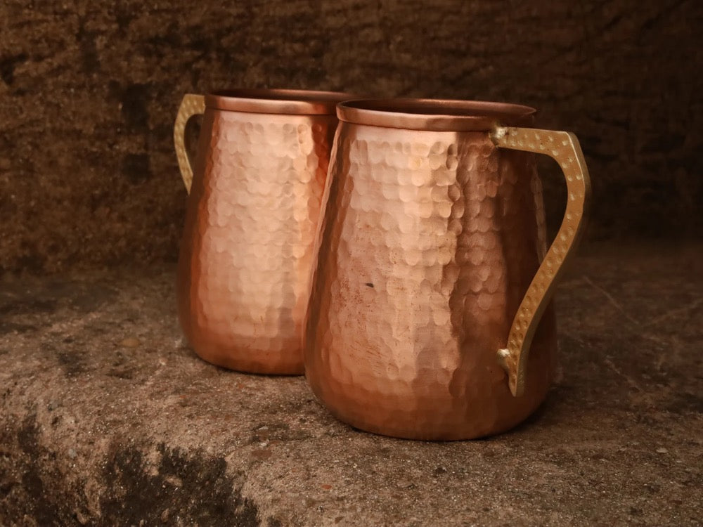 Handmade Hammered Pure Copper Moscow Mule Mug Set of 2 - 17 OZ Drinking Mug