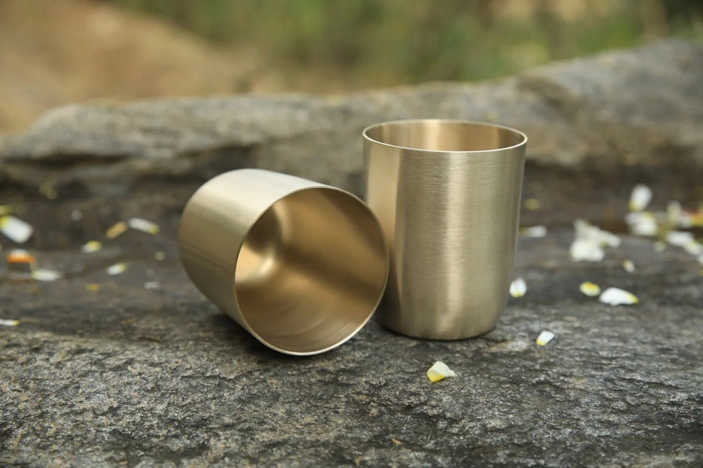 Pure Bronze Cup Tumbler Water Glass Handmade Gift for Him, 9th 19th Anniversary Gift