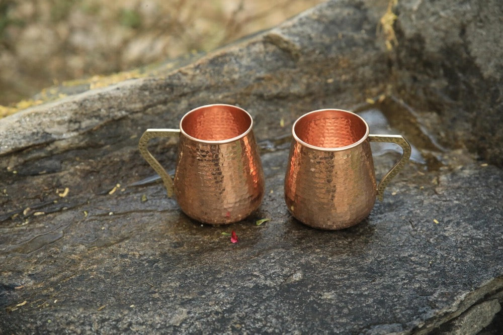 Handmade Hammered Copper Moscow Mule Mugs, Barware Gift Set (17 oz, Set of 2)