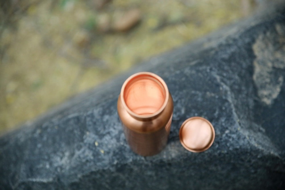 Yoga Water Copper Bottle Healthy Living Wellness Gift 30 OZ Ayurvedic Gym Travel Bottles