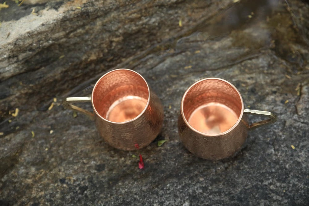 Handmade Hammered Copper Moscow Mule Mugs, Barware Gift Set (17 oz, Set of 2)