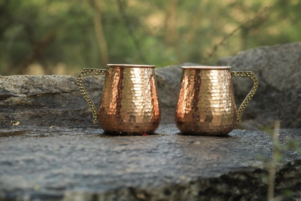 Handmade Hammered Copper Moscow Mule Mugs, Barware Gift Set (17 oz, Set of 2)